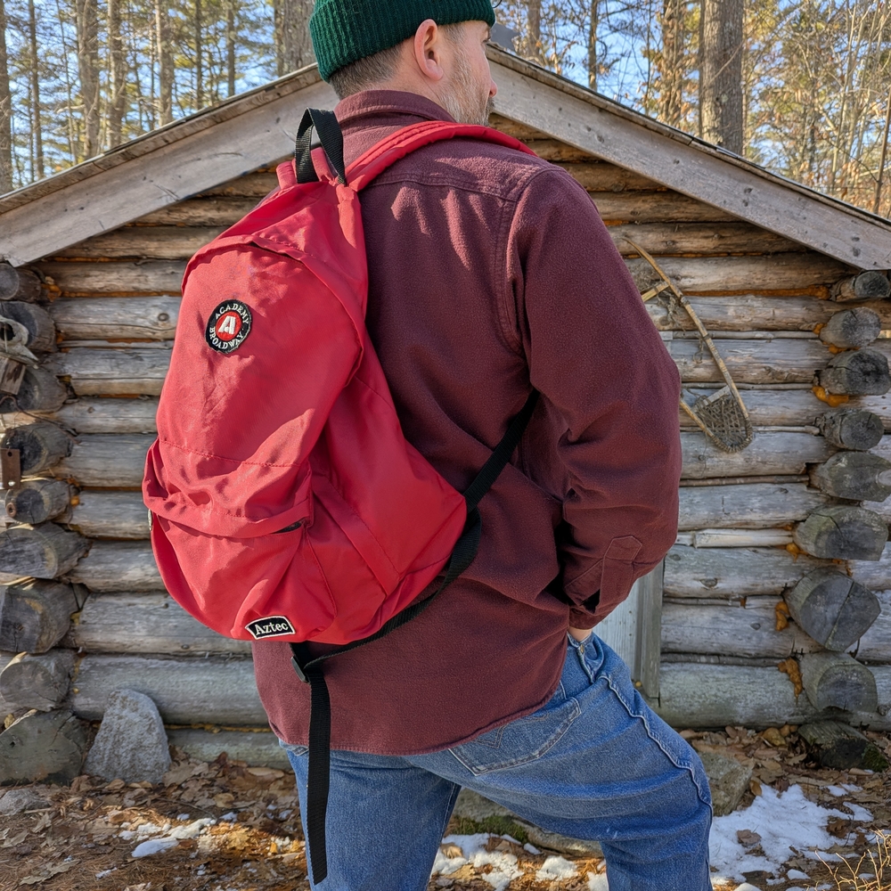Vintage Academy Broadway Aztec A-Line Backpack Lightweight Red Nylon
